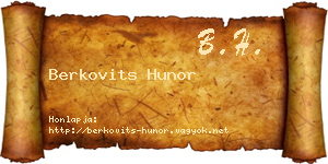 Berkovits Hunor névjegykártya
